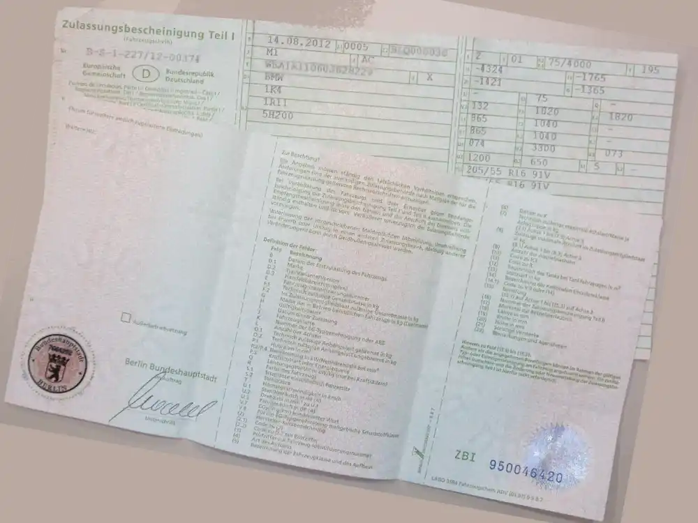 documentacion coche aleman - permiso de circulacion aleman - Zulassungsbescheinigung_Teil_I