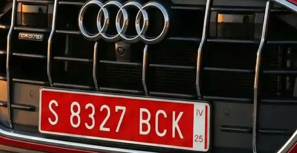 ejemplo Placa roja para coches importados